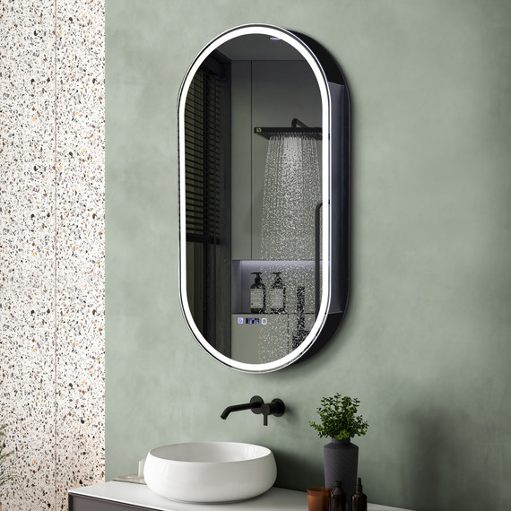 Зеркало-шкаф Abber Kontur 50 см AG6339SWHB, чёрный - фото 2