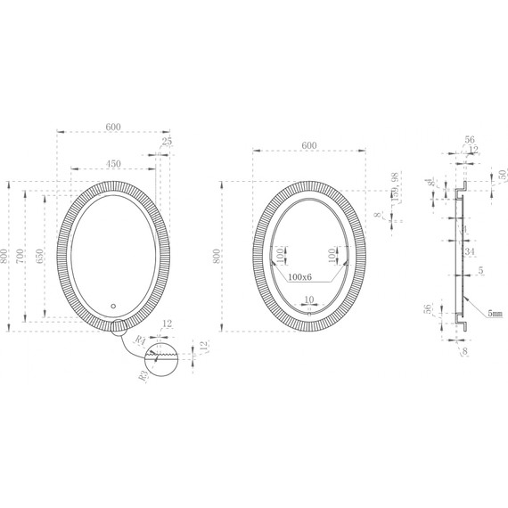 Зеркало Abber Stein 60 см AS6601Blau, синий - фото 3