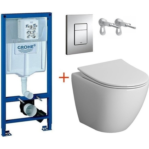 Инсталляция с подвесным унитазом комплект: Grohe Rapid SL 38772001 с подвесным безободковым унитазом Niagara Vista NG-9301 сиденье микролифт, крепление, кнопка смыва хром - фото, картинка 2 Инсталляция с подвесным унитазом комплект: Grohe Rapid SL 38772001 с подвесным безободковым унитазом Niagara Vista NG-9301 сиденье микролифт, крепление, кнопка смыва хром - фото 2