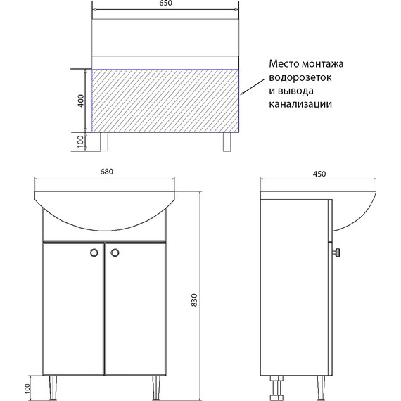 Тумба напольная с раковиной Стиль Моника New 65 см - фото, картинка 8 Тумба напольная с раковиной Стиль Моника New 65 см - фото 8
