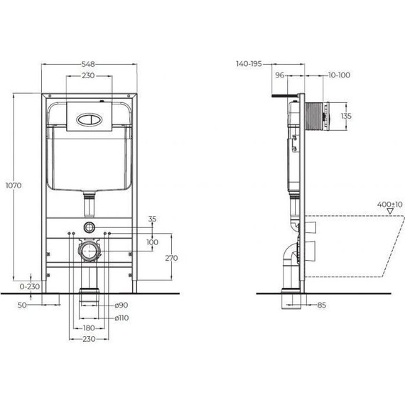 Инсталляция с подвесным унитазом комплект: BelBagno BB026/BB042BL с подвесным безободковым унитазом Niagara Vista NG-9301 сиденье микролифт, крепление, кнопка смыва белый глянцевый - фото 23