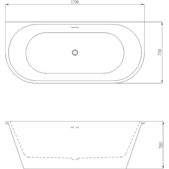 Ванна акриловая Azario Elcon 170x75 см ELC17075, Размер - мм: 1700х750 - фото 3