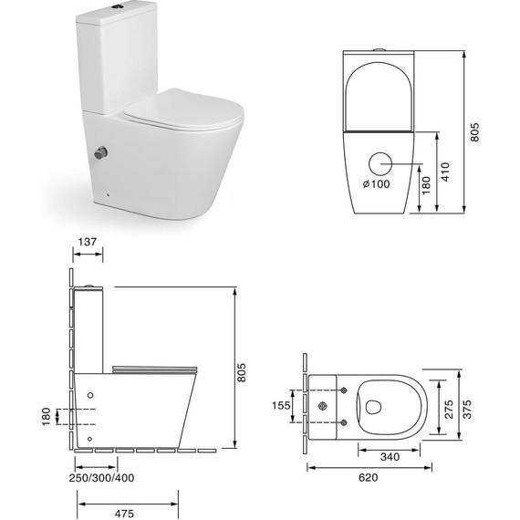 Унитаз-биде безободковый SantiLine SL-5014SM-BD с тонкой крышкой микролифт (с арматурой Geberit) - фото 5