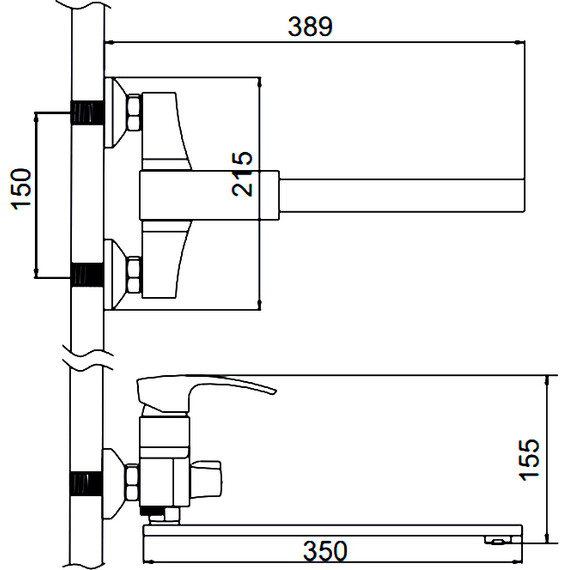 Смеситель для ванны Gerhans K13114B, чёрный матовый, Цвет производителя: чёрный матовый - фото 2
