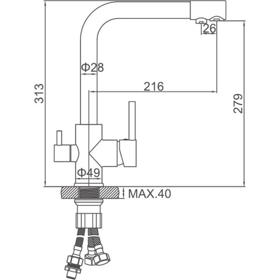 Смеситель для кухни Ledeme L4055D-3, оружейная сталь - фото 2