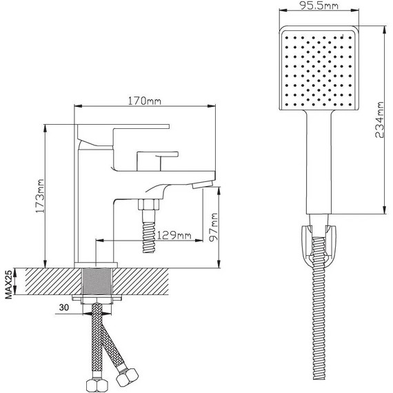 Смеситель на борт ванны Diadonna D80-114106 с лейкой - фото 9
