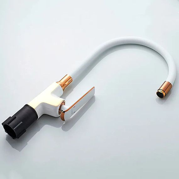 Смеситель для кухни Ledeme L4074WR-3, белый/розовое золото - фото 2