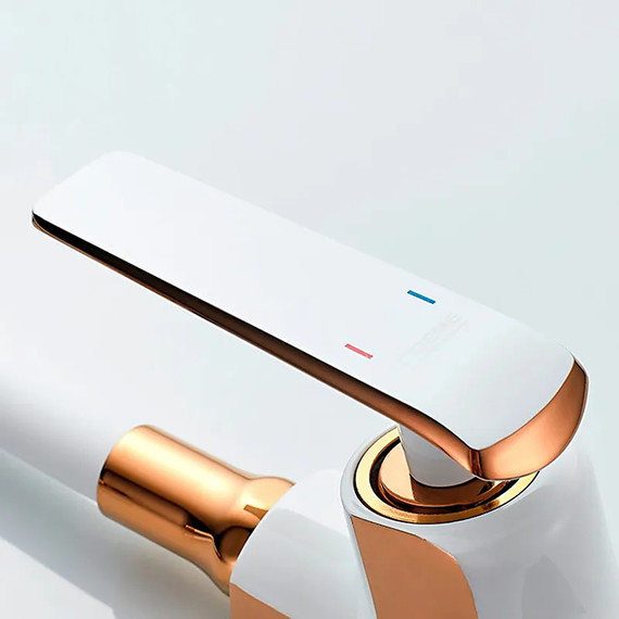 Смеситель для кухни Ledeme L4074WR-3, белый/розовое золото - фото 5