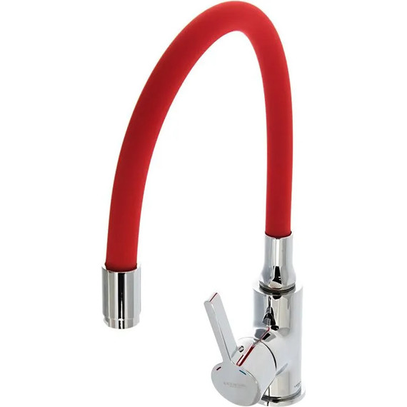 Смеситель для кухни Ledeme L4898-1, хром/красный - фото 4