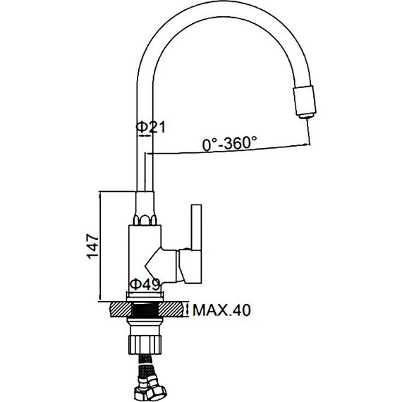 Смеситель для кухни Ledeme L4898-6, хром/синий - фото 6