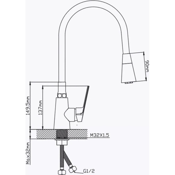 Смеситель для кухни Potato P41167-6, чёрный матовый - фото 2