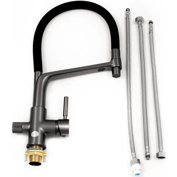 Смеситель для кухни Diadonna D49-19028QH, серый графит, Цвет производителя: оружейная сталь - фото 9