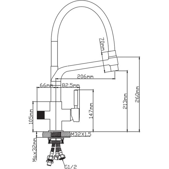 Смеситель для кухни Diadonna D49-19028QH, серый графит, Цвет производителя: оружейная сталь - фото 10