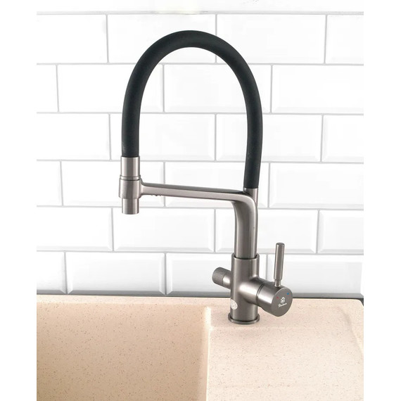 Смеситель для кухни Diadonna D49-19028QH, серый графит, Цвет производителя: оружейная сталь - фото 3