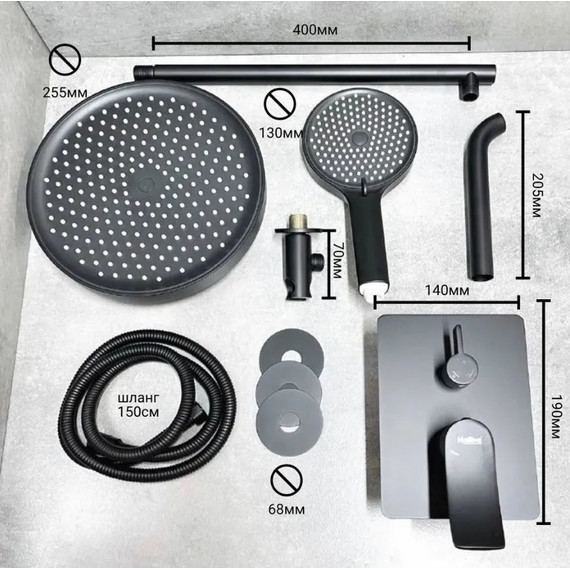 Душевая система для ванны Haiba HB80553-7, чёрный - фото 9