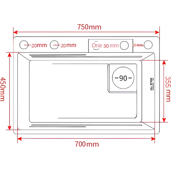 Кухонная мойка Diadonna DS7545, сатин - фото, картинка 3 Кухонная мойка Diadonna DS7545, сатин - фото 3