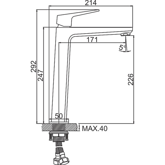 Смеситель для раковины высокий Ledeme L1181 - фото 2