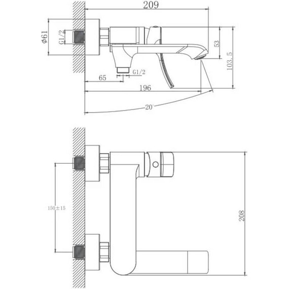 Смеситель для ванны Haiba HB60553 - фото 2