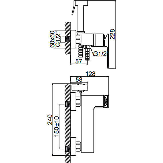 Набор для гигиенического душа Ledeme L5278U, серый - фото 2