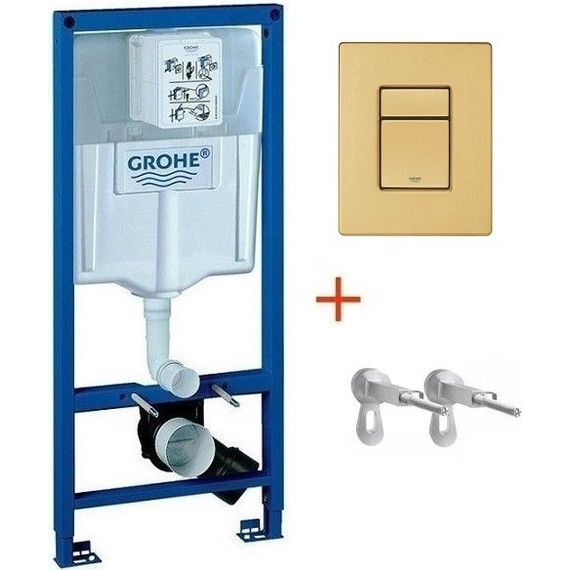 Инсталляция с подвесным унитазом комплект: Grohe Rapid SL 38772001+38732GN0 с подвесным безободковым унитазом Azario Fonti AZ-402W сиденье микролифт, крепление, кнопка смыва золото матовое, Цвет производителя: золото матовое - фото, картинка 2 Инсталляция с подвесным унитазом комплект: Grohe Rapid SL 38772001+38732GN0 с подвесным безободковым унитазом Azario Fonti AZ-402W сиденье микролифт, крепление, кнопка смыва золото матовое, Цвет производителя: золото матовое - фото 2