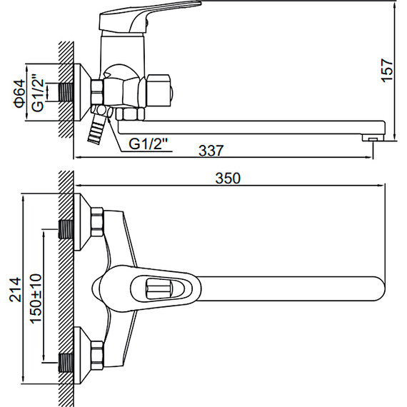 Смеситель для ванны Ledeme L2268B - фото 2