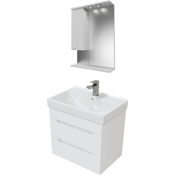 Комплект мебели Mirsant Soho Quadro 60/2 см c доводчиком (тумба + зеркало + пенал) - фото 2