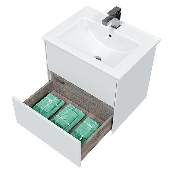 Тумба подвесная с раковиной Mirsant Ultra 60 см (раковина Next 60), белый матовый - фото, картинка 5 Тумба подвесная с раковиной Mirsant Ultra 60 см (раковина Next 60), белый матовый - фото 5