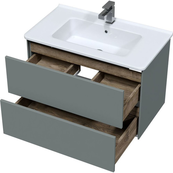 Тумба подвесная с раковиной Mirsant Ultra 80 см (раковина Premier 80), серый матовый - фото, картинка 3 Тумба подвесная с раковиной Mirsant Ultra 80 см (раковина Premier 80), серый матовый - фото 3