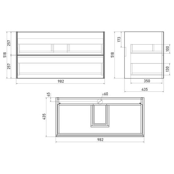 Тумба подвесная с раковиной Mirsant Ultra 100 см (раковина Next 100), серый матовый - фото, картинка 5 Тумба подвесная с раковиной Mirsant Ultra 100 см (раковина Next 100), серый матовый - фото 5