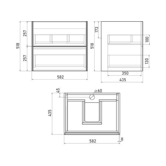 Тумба подвесная с раковиной Mirsant Ultra 60 см (раковина Next 60), белый глянцевый - фото 6