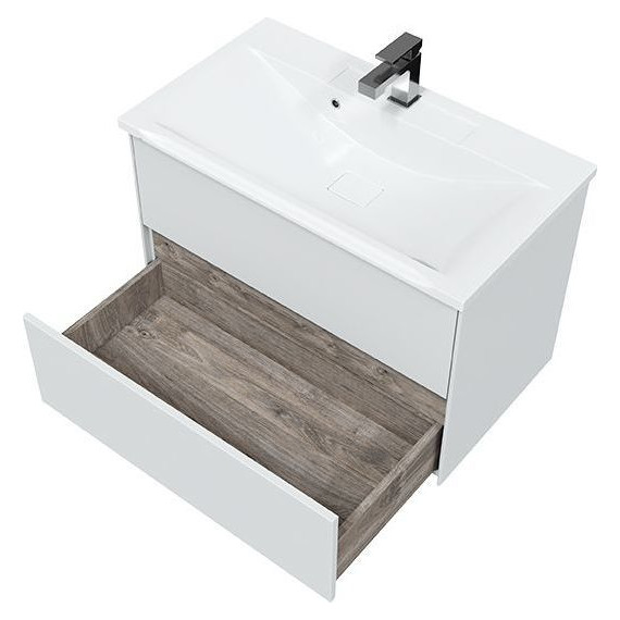 Тумба подвесная с раковиной Mirsant Ultra 80 см (раковина Premier 80), белый глянцевый - фото 3