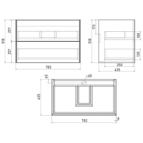 Тумба подвесная с раковиной Mirsant Ultra 80 см (раковина More 80), белый глянцевый - фото 6