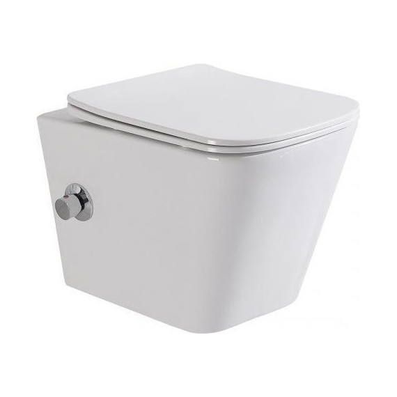 Инсталляция с подвесным унитазом комплект: Grohe Rapid SL 38772001+38732GN0 с подвесным безободковым унитазом-биде BelBagno Due BB3103CHR-BS/SC сиденье микролифт, крепление, кнопка смыва золото матовое, Цвет производителя: золото матовое - фото 8