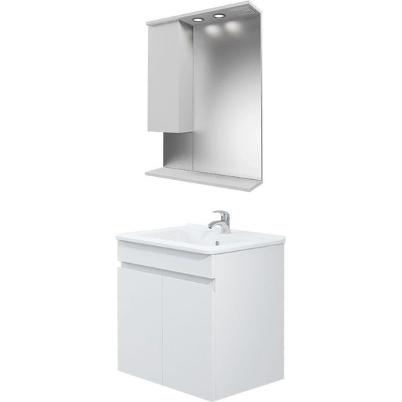 Комплект мебели Mirsant Next 60 см (раковина Next 60), белый (тумба + зеркало + пенал) - фото 2