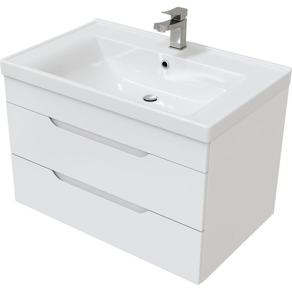 Комплект мебели Mirsant Soho Quadro 80/2 см c доводчиком (тумба + зеркало) - фото 2