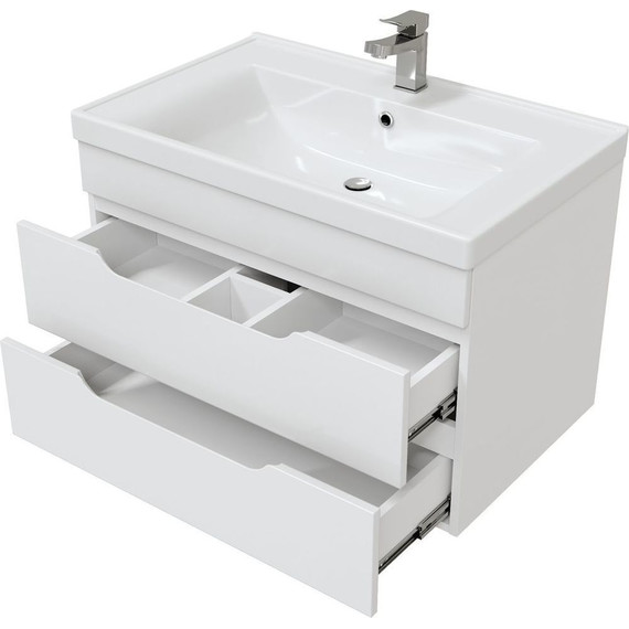 Комплект мебели Mirsant Soho Quadro 80 см (тумба + зеркало) - фото 5