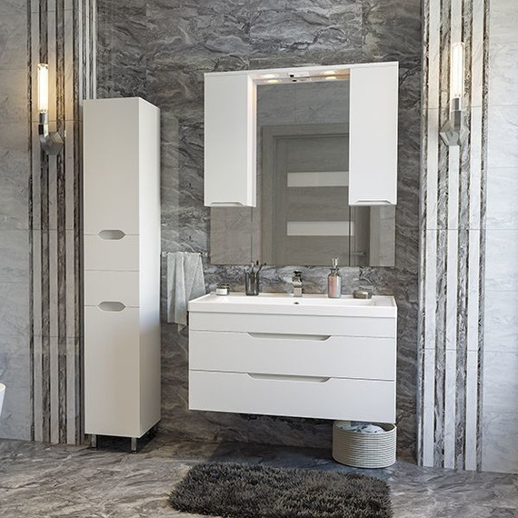 Комплект мебели Mirsant Soho Quadro 80 см (тумба + зеркало + пенал) - фото 8