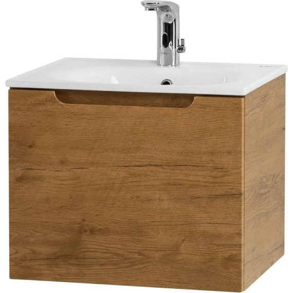 Тумба подвесная с раковиной BelBagno ETNA-600-1C-SO-RN-P 60 см, Rovere Nature, Цвет фасада: Rovere Nature - фото 