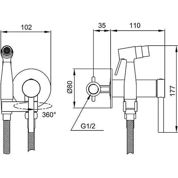 Набор для гигиенического душа Gappo G7206-6 (со скрытой частью) чёрный - фото 2