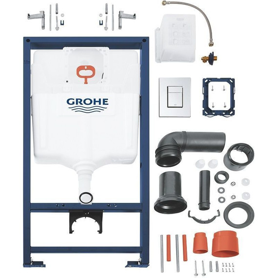 Инсталляция с подвесным унитазом комплект: Grohe Rapid SL 38772001 с подвесным унитазом Duravit Architec Rimless 45726900A1 сиденье микролифт, крепление, кнопка смыва хром - фото 3