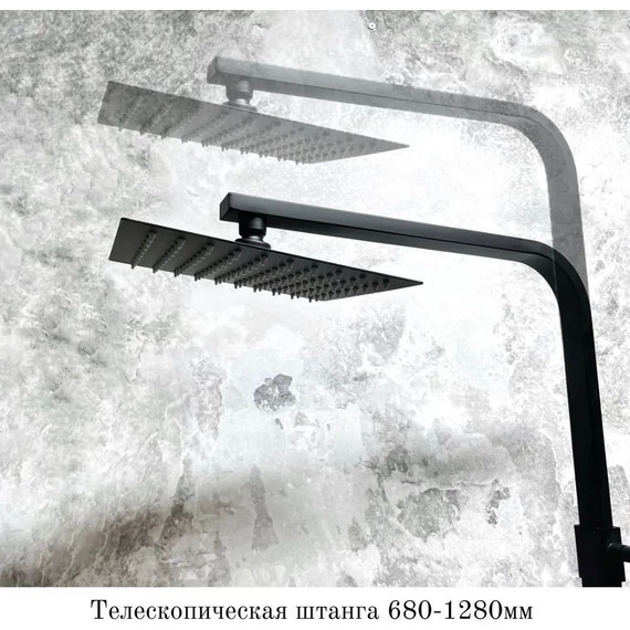 Душевой комплект Haiba: Душевая стойка HB23803-7 + смеситель для раковины HB10803-7, цвет чёрный - фото, картинка 7 Душевой комплект Haiba: Душевая стойка HB23803-7 + смеситель для раковины HB10803-7, цвет чёрный - фото 7