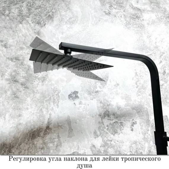 Душевой комплект Haiba: Душевая стойка HB23803-7 + смеситель для раковины HB10803-7, цвет чёрный - фото, картинка 8 Душевой комплект Haiba: Душевая стойка HB23803-7 + смеситель для раковины HB10803-7, цвет чёрный - фото 8