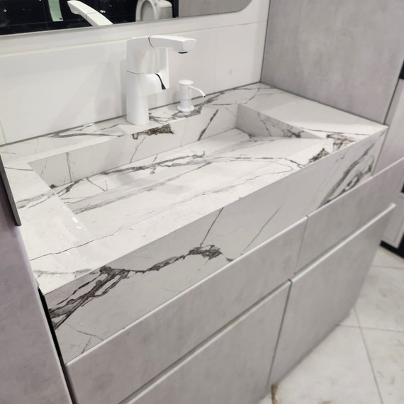 Дизайнерская раковина из керамогранита 120х60 см, цвет индивидуальный - фото 4