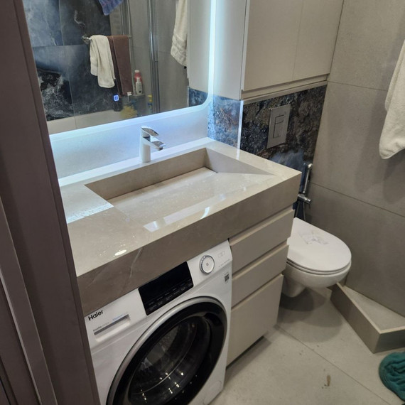 Дизайнерская раковина из керамогранита 120х60 см, цвет индивидуальный - фото 6