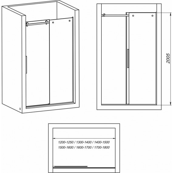 Душевая дверь Mirsant Vector 1 120-125 см (стекло 8 мм) хром/прозрачное - фото 4