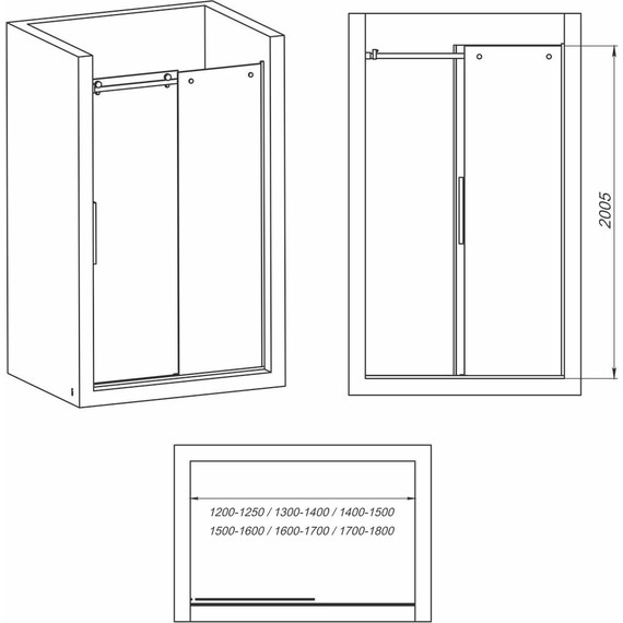 Душевая дверь Mirsant Vector 2 140-150 см (стекло 8 мм) хром/прозрачное - фото 4