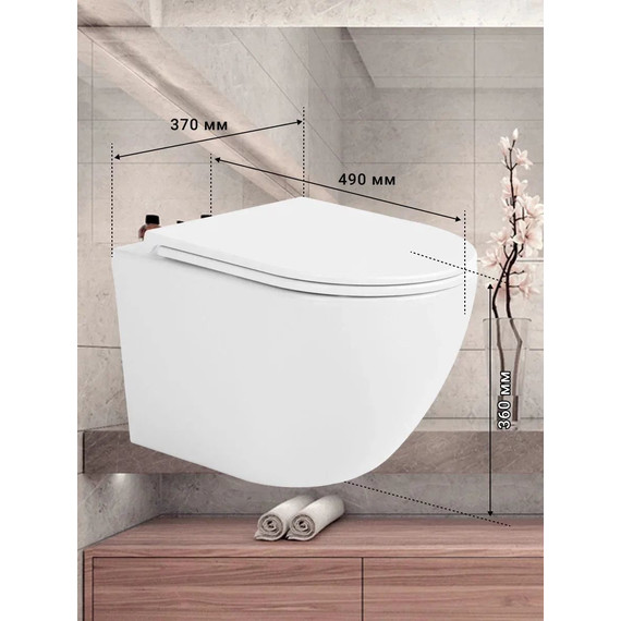 Унитаз подвесной безободковый Sintesi Evi SIN-TS-EVI-152 с крышкой микролифт (система смыва Торнадо) - фото 8