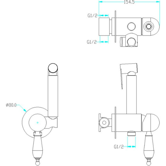 Набор для гигиенического душа Boheme Imperiale 435-MR-W, золото, Цвет производителя: золото - фото 2