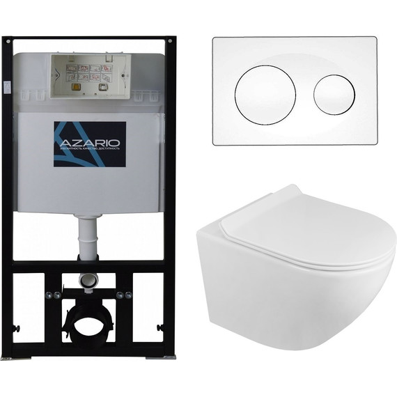 Инсталляция с подвесным безободковым унитазом Azario Grado AZ-8010-1000+AZ-0046-N+AZ-8200-0012, Цвет производителя: белый - фото 