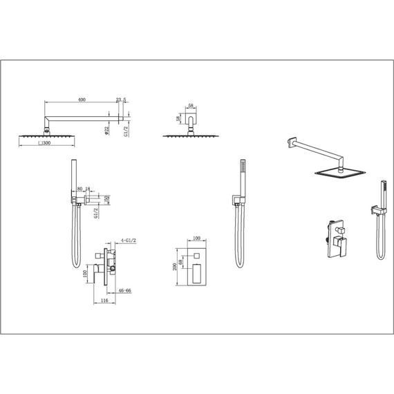 Душевая система для душа Boheme Qubic 474-3-B, чёрный - фото 3